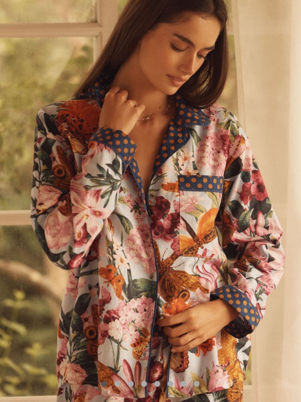 Anthro Floral & Butterfly Printed Women’s Pajama top and Pants- Pink Multi NWT - Picture 3 of 6